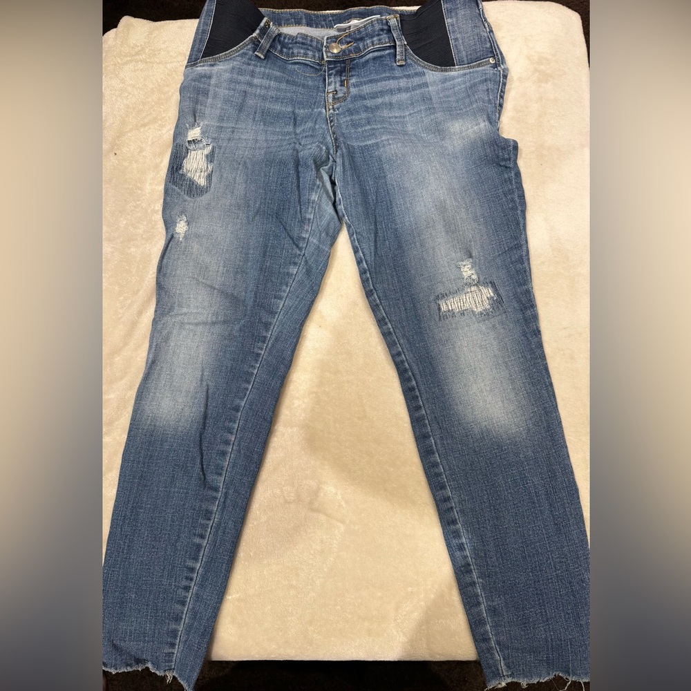 Isabel Maternity Side Panel Jeggings Distressed Medium Wash size 6